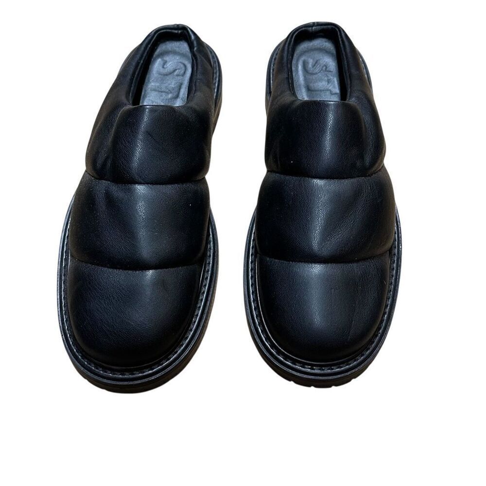 STAUD ASTRO CHANNEL QUILTING LUGGED SOLE LEATHER Mule in Black NWOB Size 39